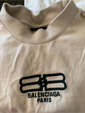 Balenciaga Beige Logo Tag Crewneck